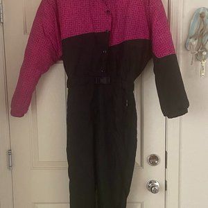 Women's Vintage Ski Jumpsuit In Black And Hot Pink - image 1